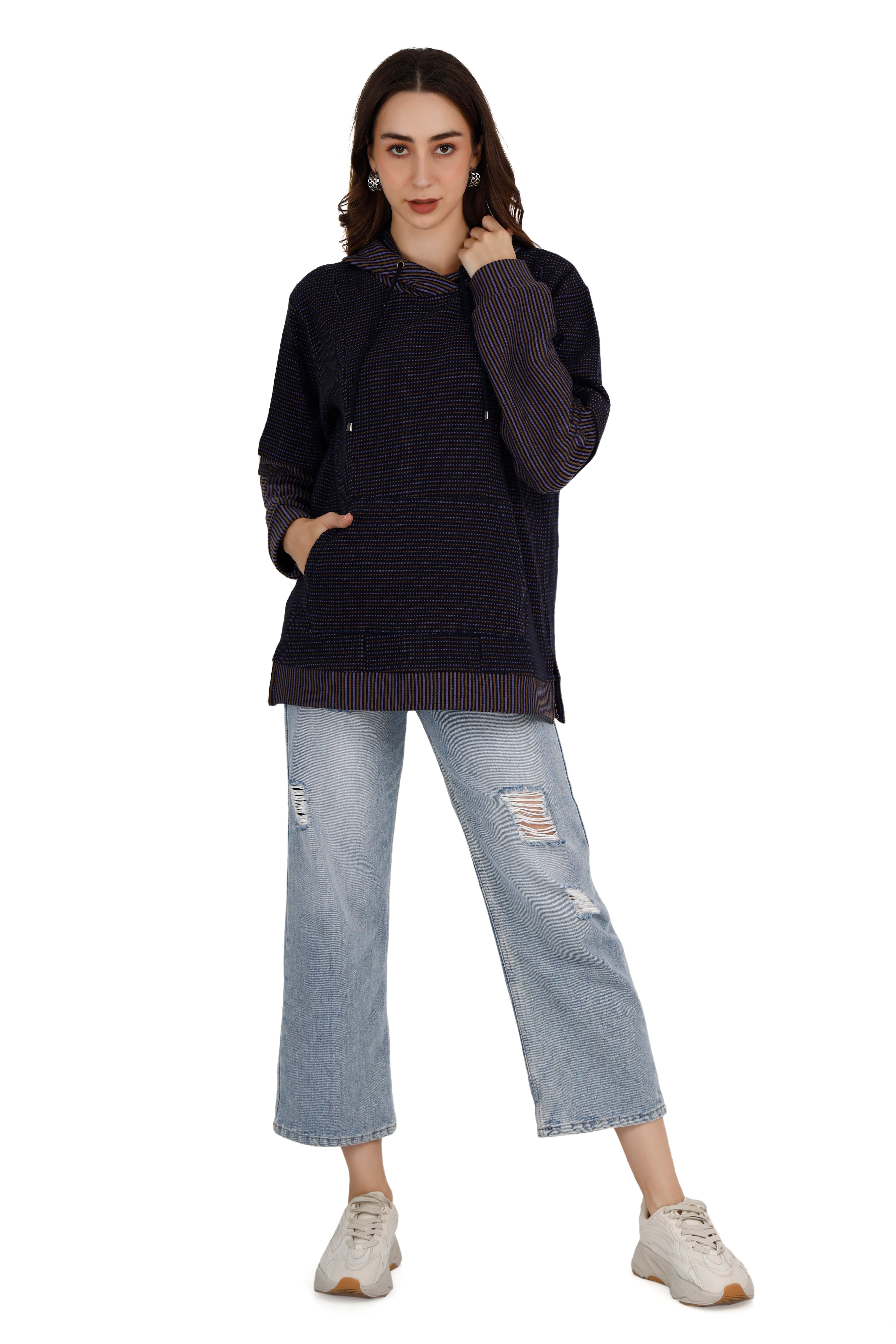 Women's Multicolored Stripe Hoodie thumbnail 3